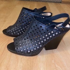 Vince Camuto laser cut leather heels black 10